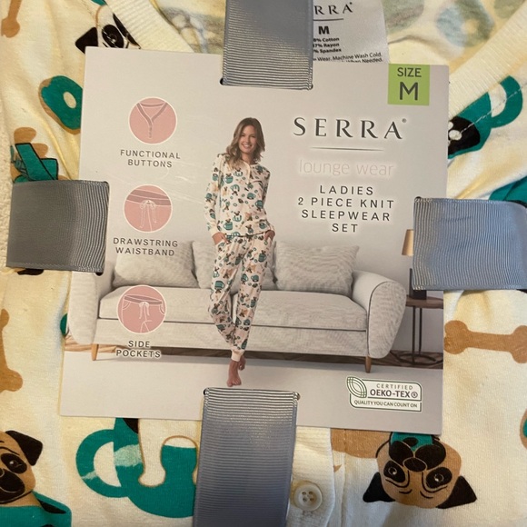 Pugs! Pug mom, Pug life. New size M (8-10) Serra for Aldi PJs loungewear. - Picture 3 of 7